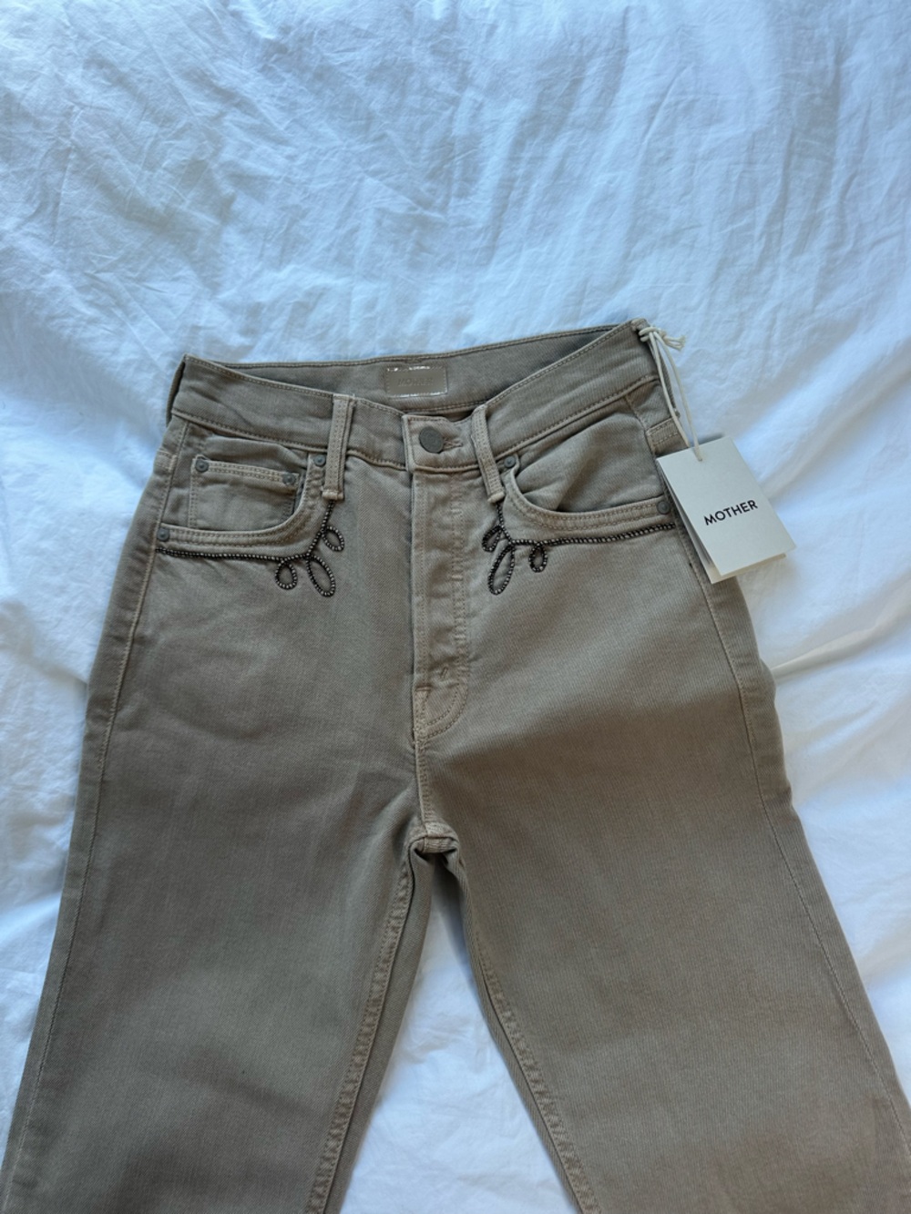 MOTHER Straight Leg Jeans - Taupe